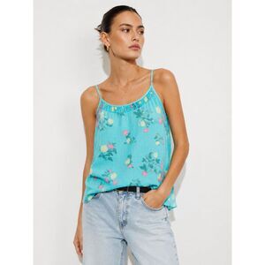 1. State NEW Floral Cami Turquoise Crinkle Scoop Neck Tank Top M Cottagecore